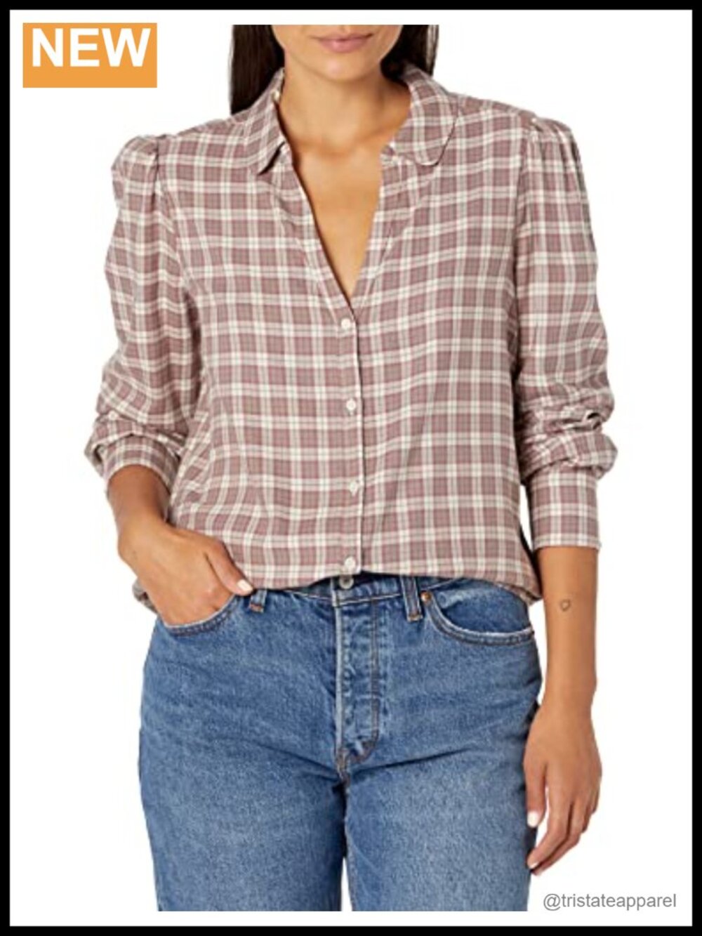 PAIGE Women's Josslyn Plaid Button Up Shirt Relaxed Fit Long Sleeve Cotton